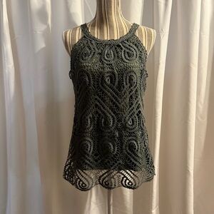 Adiva Charcoal Green Lace Blouse - Size L